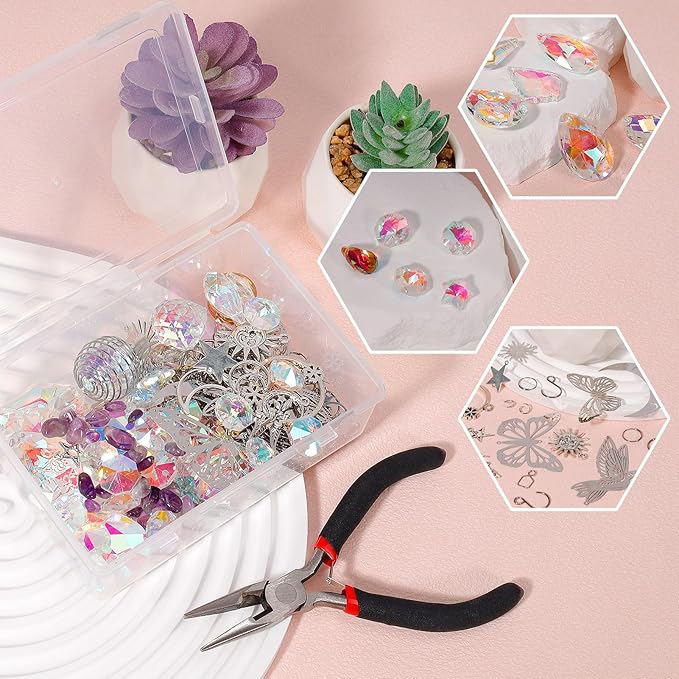 10 Set DIY Suncatcher Making Kits,Crystal Suncatcher Prism Hanging Kit with Hooks/Chain Rainbow Maker,Make Your Own Decorative Hanging Suncatcher for Adults Wedding Windows Home Garden