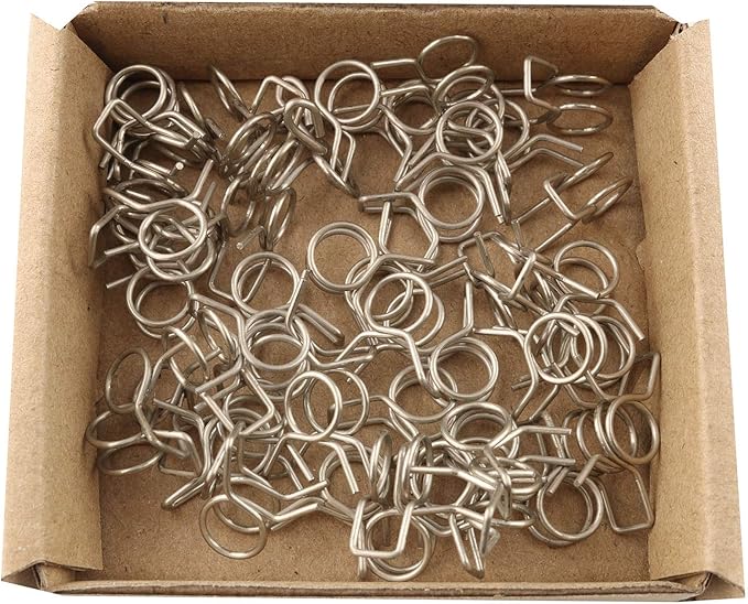 50pcs Irrigation Hose Clamp 1/4" Inner Diameter Stainless Steel Double Coil Spring Water Pipe Clamp for Garden Irrigation Pipe