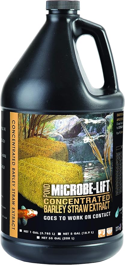 MICROBE-LIFT MLCBSEG4 Concentrated Barley Straw Extract Conditioner for Ponds and Outdoor Water Garden, Safe for Live Koi Fish, Plants, and Decorations, 1 Gallon