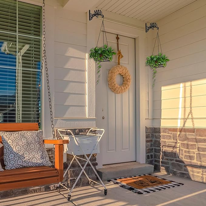 4-Pack Metal Hanging Planters for Outdoor Plants - Heavy Duty Hanging Baskets for Plants Outdoor with Chains and Long Hooks – Aesthetic Hanging Plant Holder for an Instant Indoor and Outdoor Decor