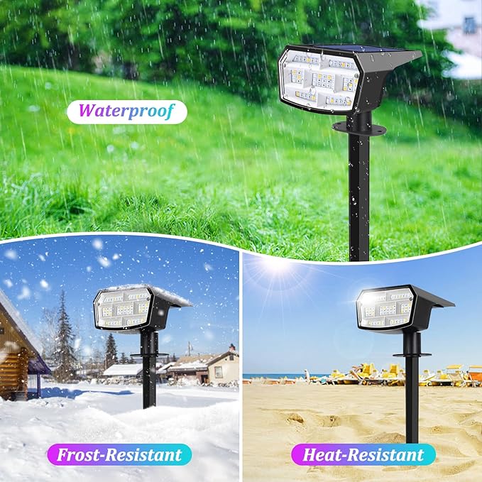 8-Pack Solar Spot Lights Outdoor, 59 LED Solar Lights Outdoor Waterproof, 9 Lighting Modes Outdoor Solar Lights for Yard, Landscape Spotlights for Christmas Garden Pathway Multicolor