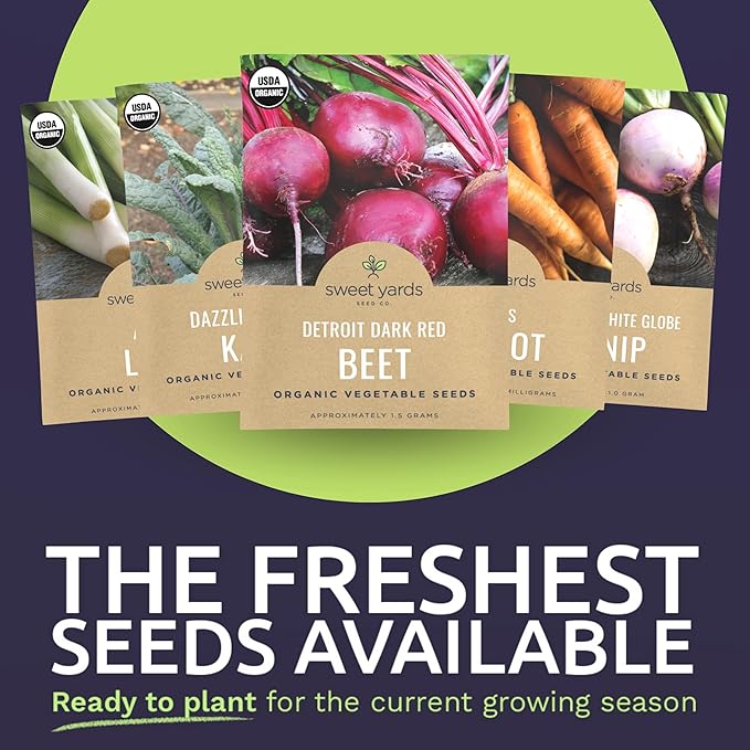 Organic Cold & Hardy Seeds Variety Pack - 10 Individual Packs - 2025 Season - Caulifower, Turnip, Kale, Carrots and More! for Indoor & Outdoor Planting (Non-GMO, Certified Organic)