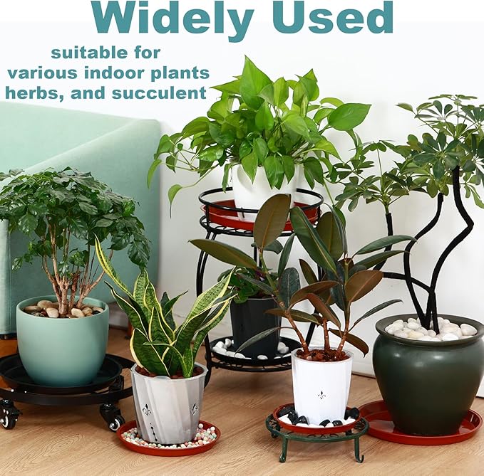 4 Pack Bottom 16 Inch Plant Saucers for Indoors Outdoors Plastic Plant Water Catcher Trays No Holes Round Flower Pot Drip Trays for Pots Base Heavy Duty Plant Pot Saucers Water Drainage Trays, White