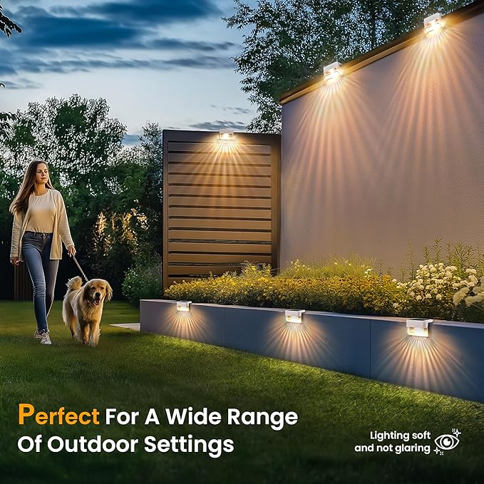 SOLPEX Solar Fence Lights Outdoor,Solar Deck Lights Waterproof Led Solar Lights for Outdoor Stairs,Step,Patio,Yard,Garden,Balcony and Porch,8 Pack Shell-Like Light Spots(White Shell,Warm White&RGB)