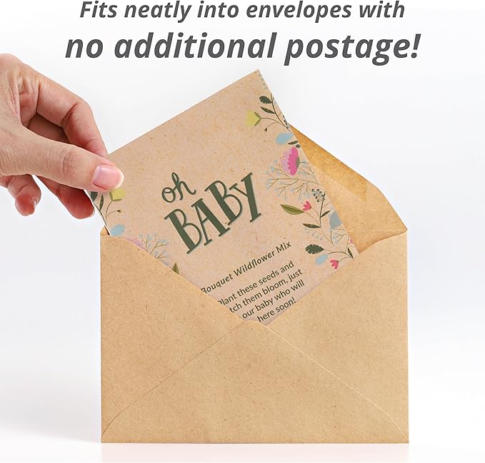 BENTLEY SEED CO. Oh Baby Seed Packets|Girl or Boy Baby Shower Favors for Guests | 25 Wildflower Seed Packets | Pre-Filled | Bouquet Wildflower Mix | Non-GMO Seeds | Gender Neutral | Eco-Friendly Gift