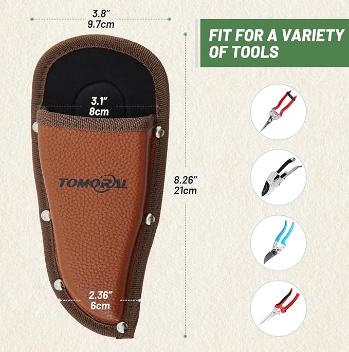 TOMORAL Pruner Holster Pruning Shears Hanging Pouch PU Leather Pliers Pruner Holder for Hand Pruner, Garden Shears,Clippers