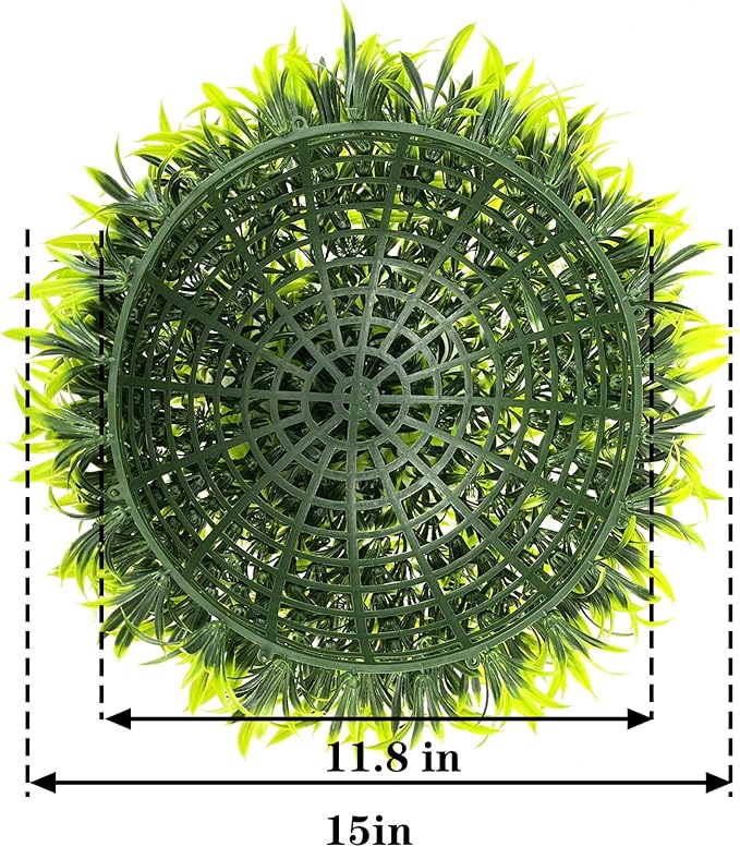 Sunnyglade 2 PCS 15 inch Artificial Plant Topiary Ball Faux Boxwood Decorative Balls for Backyard, Balcony,Garden, Wedding and Home Décor (White)