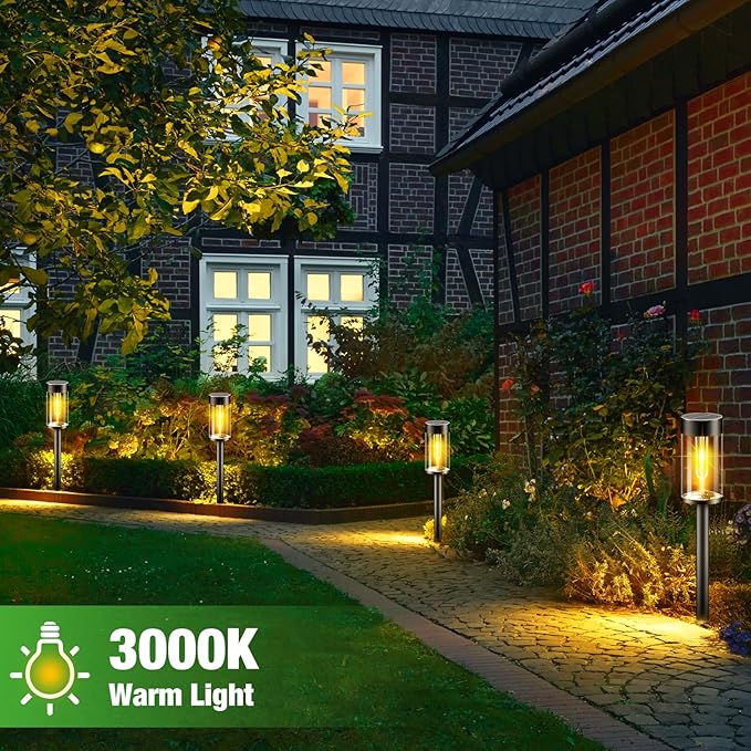 nipify LED Solar Pathway Lights Outdoor, 8 Pack Waterproof Solar Powered Yard Lighting, Auto On/Off Solar Walkway Light for Garden Lawn Path Outside(Warm White)