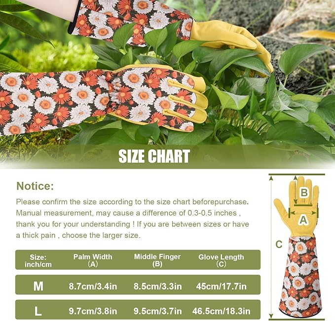 Womens Gardening Weeding Working Gloves, Leather Garden Glove for Women Thorn Proof No Stab for Digging, Planting,Pruning