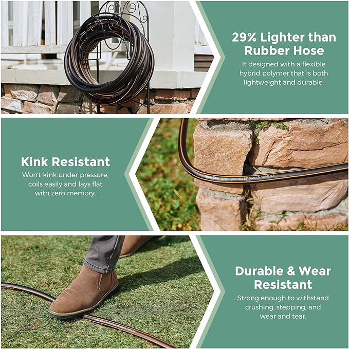 Giraffe Tools Leader Hose 5/8" x 4ft, Custom Length, No Kink, Flexible, Leakproof Water Hose, Double Female Fittings, 600 Burst PSI, 4ft, Black Orange