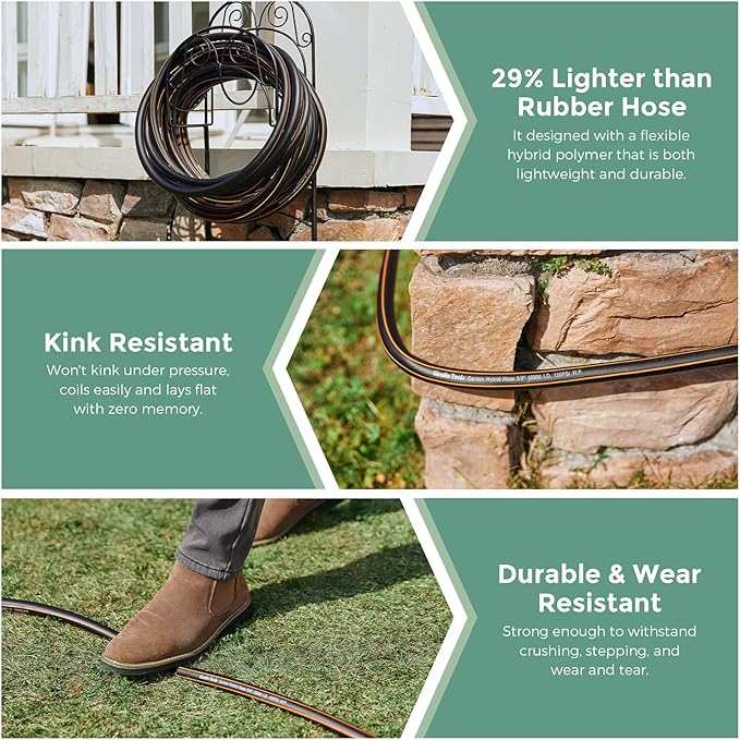 Giraffe Hybrid Leader Hose 5/8" x 6ft Custom Length, No Kink, Flexible, Leakproof Water Hose with Female to Female Fittings, 600 Burst PSI