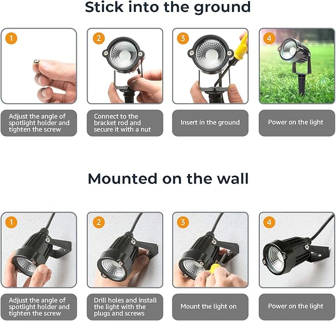 S SMIFUL Halloween Spot Lights Outdoor, RGB 5W 120V Waterproof Outdoor Spot Lights Remote Control Landscape Lighting Yard Uplights for Lawn, Yard, Trees, Garden, 6 FT Cord, US Plug, 2 Packs