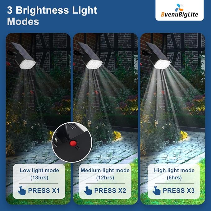 Solar Lights Outdoor Waterproof: IP65 Led Spot Light Decorations for Garden Patios - 3 Lighting Modes Solar Powered for Yard - Dust to Dawn Uplighting Landscape Pathway Drive 2PC White