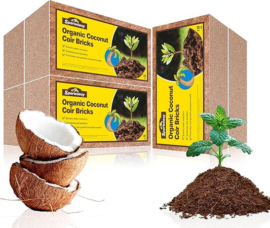 Organic Coco Coir 7.2 Lbs/3.26 KG (6 Pcs) - Compressed Coco Coir Bricks with Low EC & pH Balance - Organic Coco Coir for Plants, Herbs, & Gardening - Premium Coco Coir Potting Soil Substrate