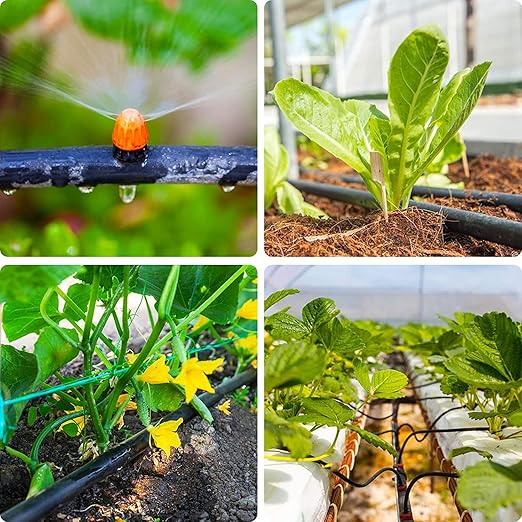 JAYEE 34 Pieces Drip Irrigation Fittings Kit (17mm) for 1/2" Tubing (.600" ID), 10 Couplings, 8 Tees, 2 Cross, 2 Valve, 6 Elbows and 6 Tubing End Closure - Barded Connectors for Sprinkler Systems