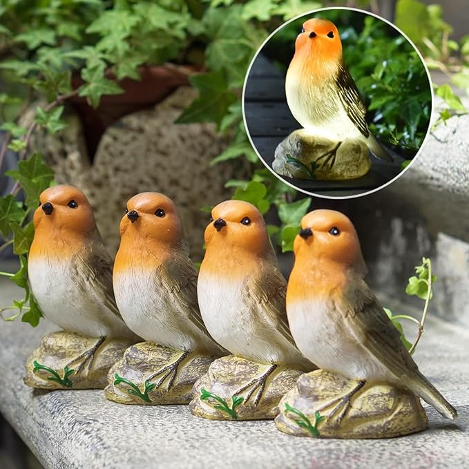Solar Garden Outdoor Statues Bird Lights, Cute Birds Garden Decor for Outside, Christmas Birthday Gifts for Women, Unique Mother Grandma Housewarming Gifts and Yard Decoration