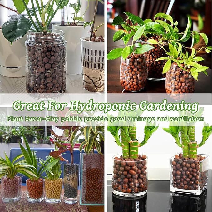 Riare 14 LBS Organic Expanded Clay Pebbles for Plants- 4mm-16mm Natural Leca Balls Lightweight Hydroponic Clay Pebbles Aggregate for Indoor Plants, Hydroponic Growing, Plants Drainage, Aquaponics