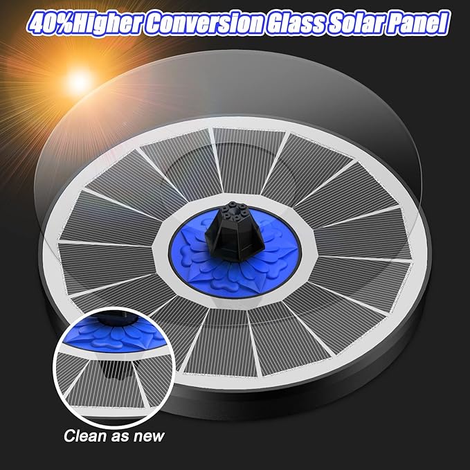 SZMP Solar Fountain Upgrade, 3.5W Solar Powered Bird Bath Fountains with Flower, Outdoor Water Feature Solar Pump with 7-in-1 Nozzles, 4 Fixed Pipes for Humingbirds, Garden, Pool, Pond, and Fish Tank
