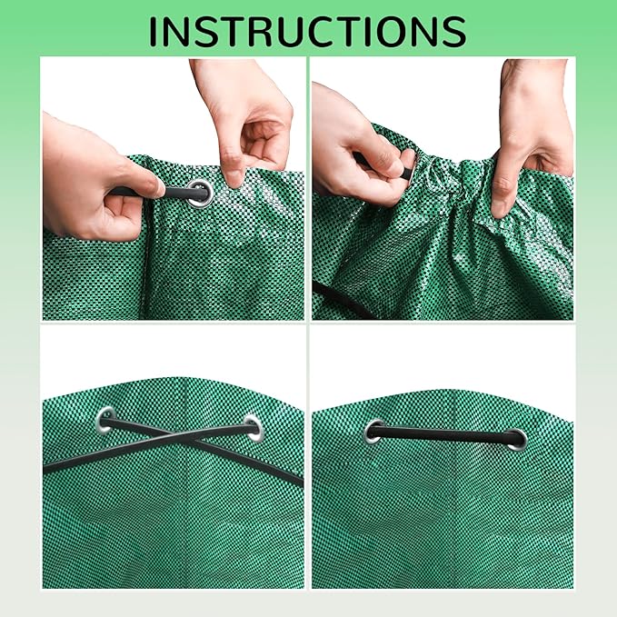 Leaf Collector Bag with Lid, Shoulder Strap, and Drawstring – Reusable Yard Garden Bag for Leaves and Lawn Trash, Perfect for Leaf Removal, Yard Clean-Up (With lid, 48 Gallon)