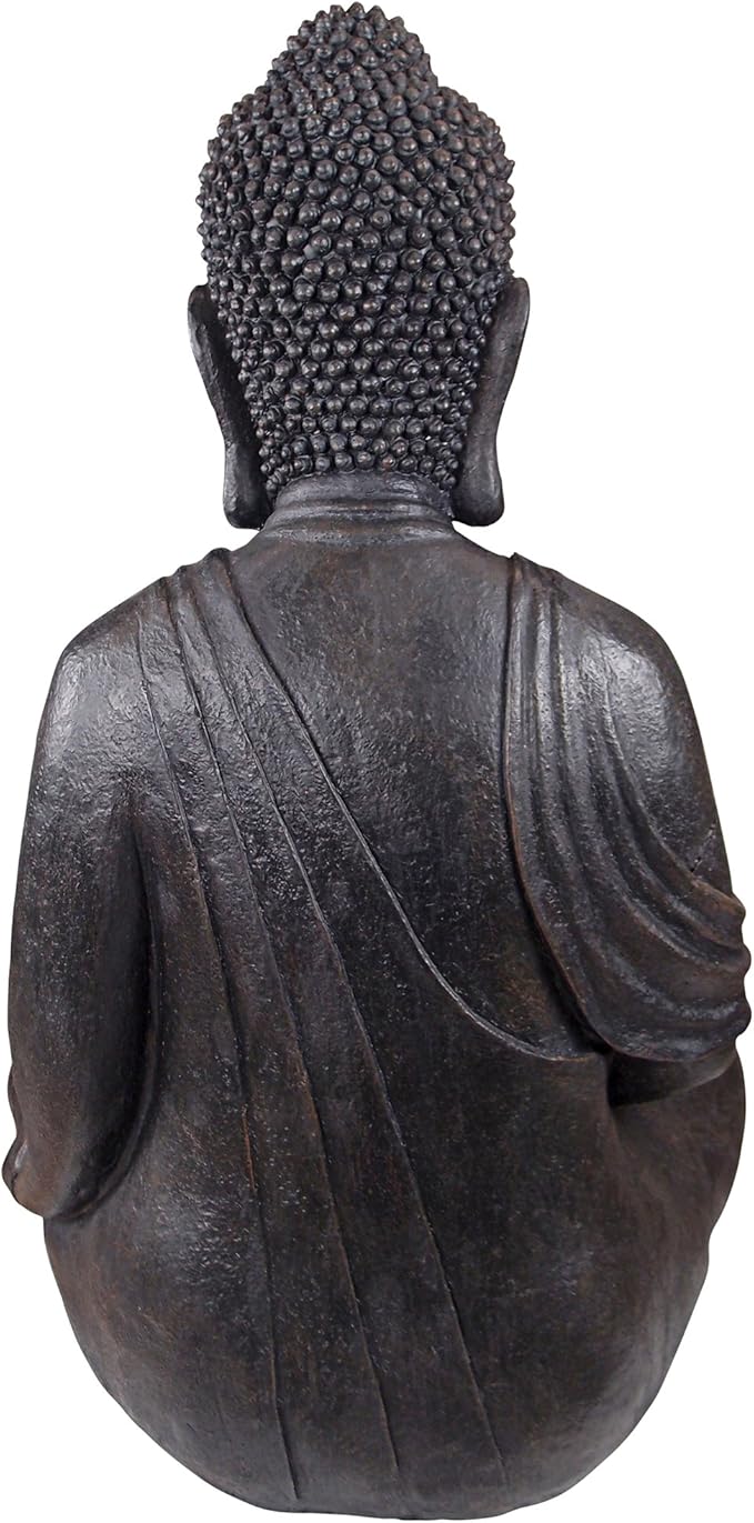 Design Toscano Meditative Asian Decor Grand Temple Indoor/Outdoor Garden Statue, Large, 40 inches tall, Cast Stone Resin, Dark Stone Finish