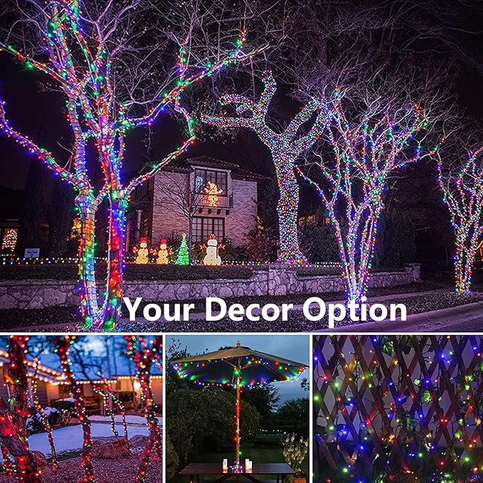 Joomer Solar Christmas Lights, 2 Pack Total 144 FT 400 LED 8 Modes Waterproof Solar Christmas Lights Outdoor for Christmas Decorations (Multicolor)