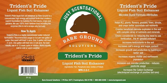TP-1Q Trident's Pride Organic Liquid Fish Hydroponic Soil Fertilizer, 32 oz (1 Quart)