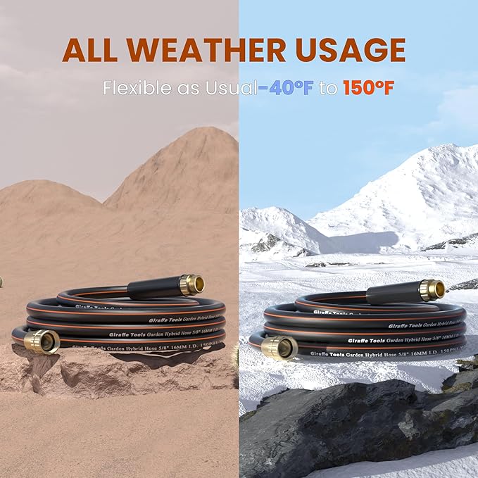 Giraffe Tools Garden Leader Hose 5/8 inch x 2.5ft, Short Water Hose Heavy Duty, Flexible, Lightweight Hybrid Hose with Bend Protection, Male to Female Fittings