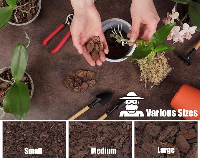 Orchid Bark for Plants, Organic Pine Bark for Proper Root Development for Phalaenopsis, Cattleyas, Dendrobiums, Oncidiums, Paphiopedilums and More (4qt, Medium(12-18mm))