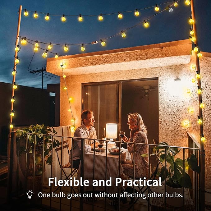 XURISEN Outdoor String Lights, 23FT LED Patio Lights for Outside with 8 Shatterproof G40 Globe Bulbs UL Listed IP65 Waterproof Hanging Lighting for Backyard Balcony Bistro Party Decor