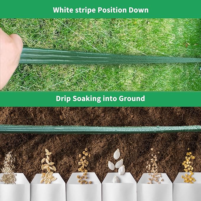 Watoo 2025 150 FT Flat Sprinkler Hose for Lawn Watering Garden Soaker Hose with Holes, Heavy Duty Lightweight No-Kink Water Hose with Stakes, Irrigation Hose, Great Fun for Kids and Dog