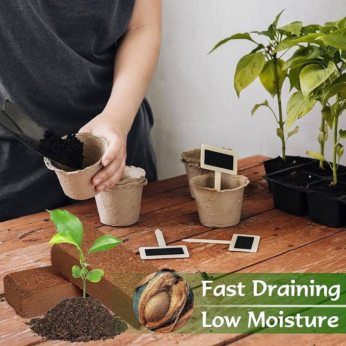 ZeeDix 2 Pcs Premium Coconut Coir Compressed 100% Organic Coco Coir Brick with Low EC and pH Balance for Plants Gardening Herbs