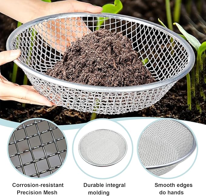2PCS Soil Sifter for Gardening, Rock Sifter for 5gallon,Compost Sifter Dirt Sifter,Captures Dirt Rocks Sawdust