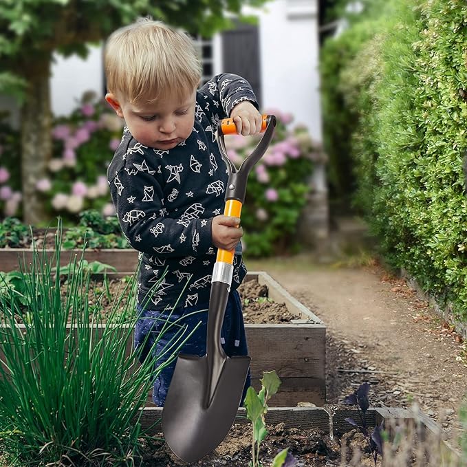 Shovel for Digging 28-inch Small Round Shovel with D-Handle Kids Metal Beach Shovel，Camp Shovel ，Garden Shovel,Gardening Tools Fiberglass Handle