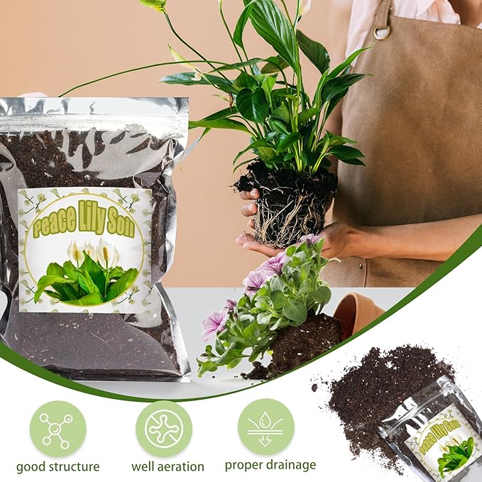 Organic Peace Lily Soil Mix 2qt, Indoor Plants Potting Mix for Planting, Growing, or Repotting Peace Lily Plants, Grow Healthy houseplants Indoors