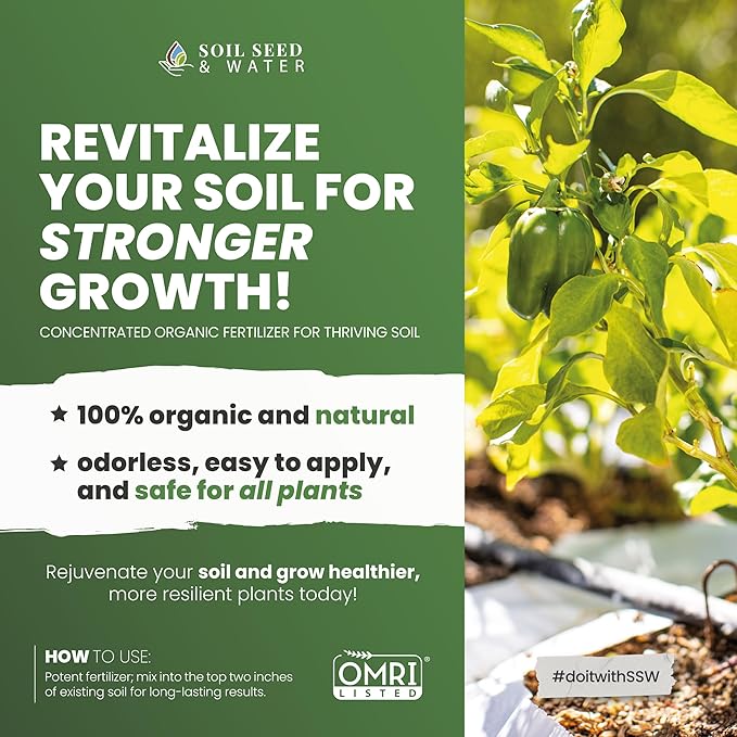 Soil Seed & Water SuperBooster Concentrated Organic Soil Amendment Fertilizer - Macronutrients, Micronutrients, Structural Component and Minerals - OMRI Listed