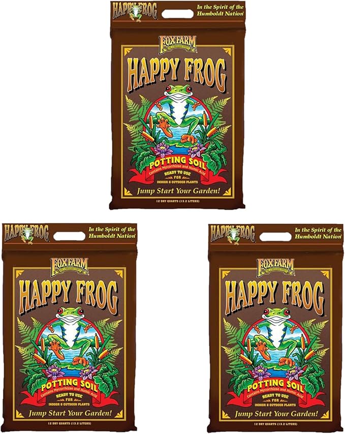 Fox Farm FX14054 Happy Frog Potting Soil, 12 Quart (3-(Pack))