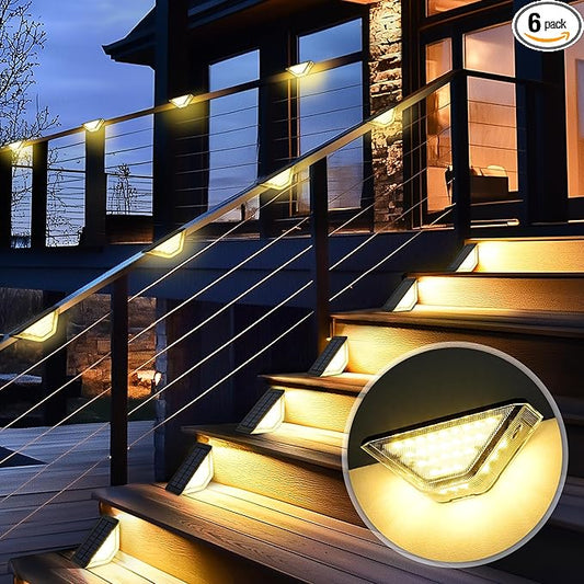 SOLPEX Solar Step Lights Outdoor,Solar Deck Lights for Outside,Two-Sided Stair Lights with 33 LEDs,Waterproof IP65 for Garden,Fence,Deck,Steps,Stair,Porch（10 Pack,Warm White）