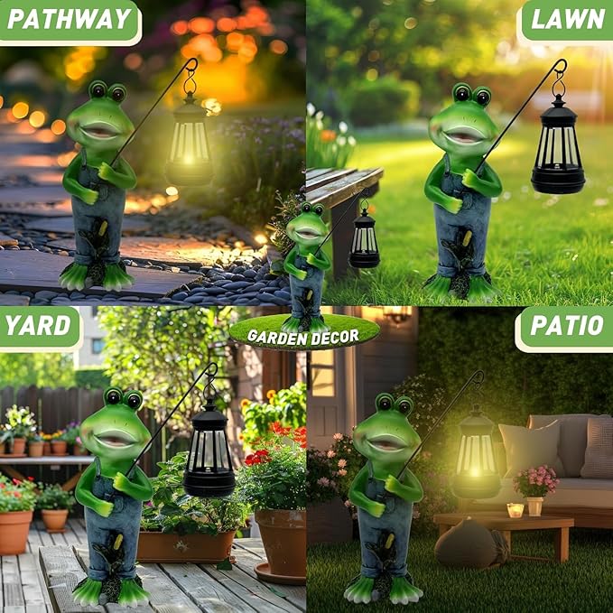 Cute Cowboy Frog Garden Statue for Mom - Unique Outdoor Decor, Waterproof Resin, Perfect for Garden, Yard, Lawn Decoration, Top