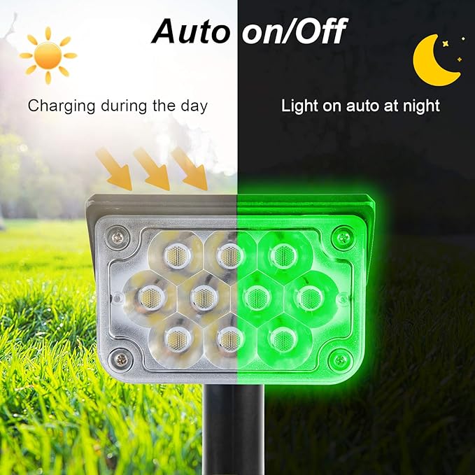 Green Solar Spot Lights Outdoor, St. Patrick's Day Decor Lights with IP65 Waterproof 20 LEDs Solar Landscape Spotlights for Garden Path Yard Holiday Christmas 4 Pack