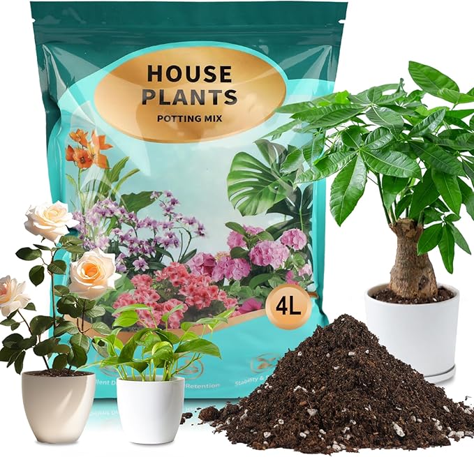Potting Soil Mix for Indoor Plants 4qt, Organic Houseplant Soil Well Draining Dirt Ready to Use, Fit for House Plant Like Pothos, Philodendron, Monstera, African Violet