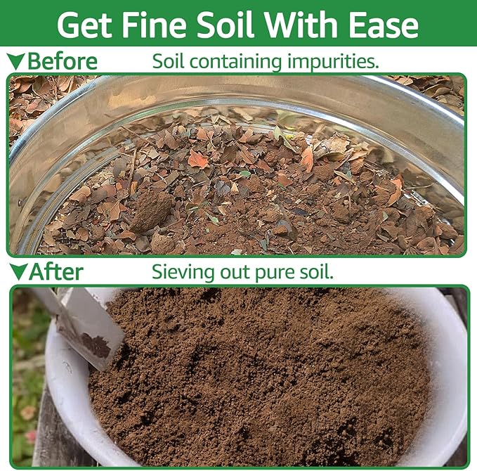 19" * 19" Extra Large Soil Sifter for Gardening, Compost Sifter,Galvanized Garden Sieve,Dirt Sifter,Rocks Sifter,Leaves Sifter,Pellet Sifter,Gravel Sifter