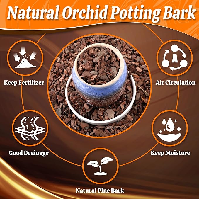 AVALUTION Orchid Potting Bark-9QT Organic Orchid Bark for Plants, All Natural Pine Bark Wood Chips Orchid Bark Potting Mix for Houseplant Mulch, Help Orchid Plants Root Health Development