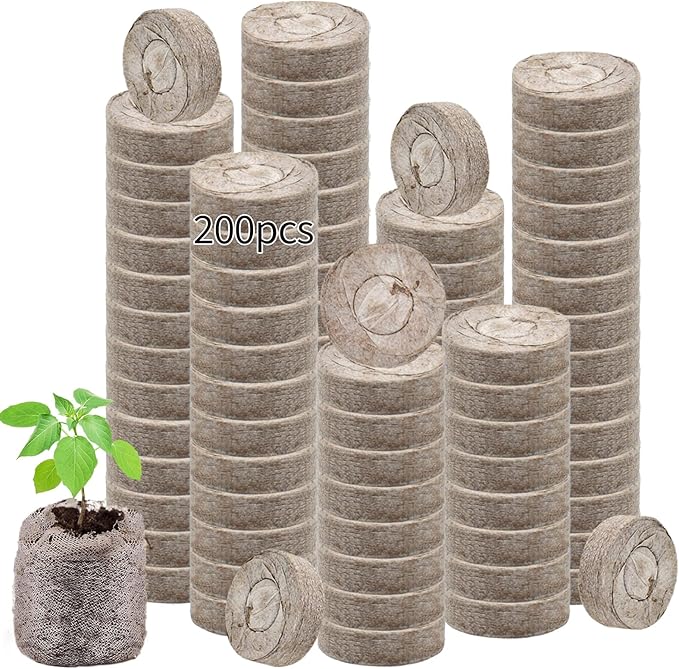 Legigo 200 Pcs 40mm Seed Starter Peat Pellets Pods for Seedlings- Compressed Seed Starting Pellets Seed Starter Pods Plugs Soil Peat Pods for Starting Seeds, Garden Planting Herb Flower Vegetables
