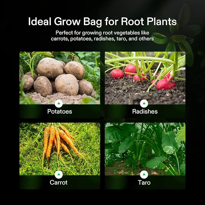 VIVOSUN 50-Pack 5 Gallon Grow Bags for Plants, Black-and-White Thick Plastic Bags for Potting Seedlings, and Rooting