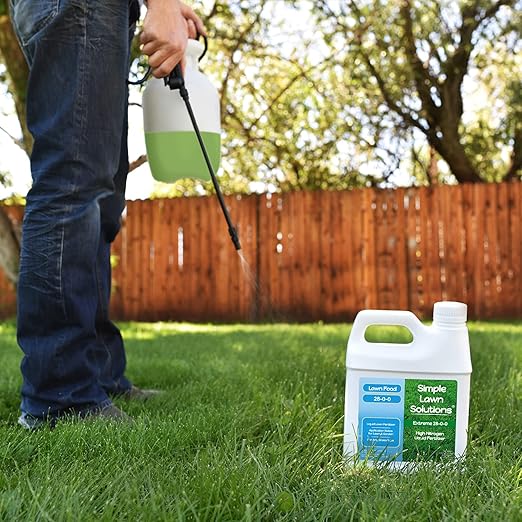 Maximum Green & Growth- High Nitrogen 28-0-0 NPK- Lawn Food Quality Liquid Fertilizer- Spring & Summer- Any Grass Type- Simple Lawn Solutions - Concentrated Quick & Slow Release Formula (1 Quart)