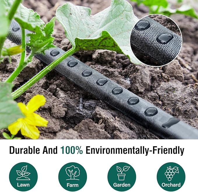 Soaker Hose 15ft for Garden Beds, Drip Irrigation Hose Saves 80% Water, Leak Proof Sprinkler Hose For Garden, Lawn, Flower Bed, Vegetable Field (15FT)