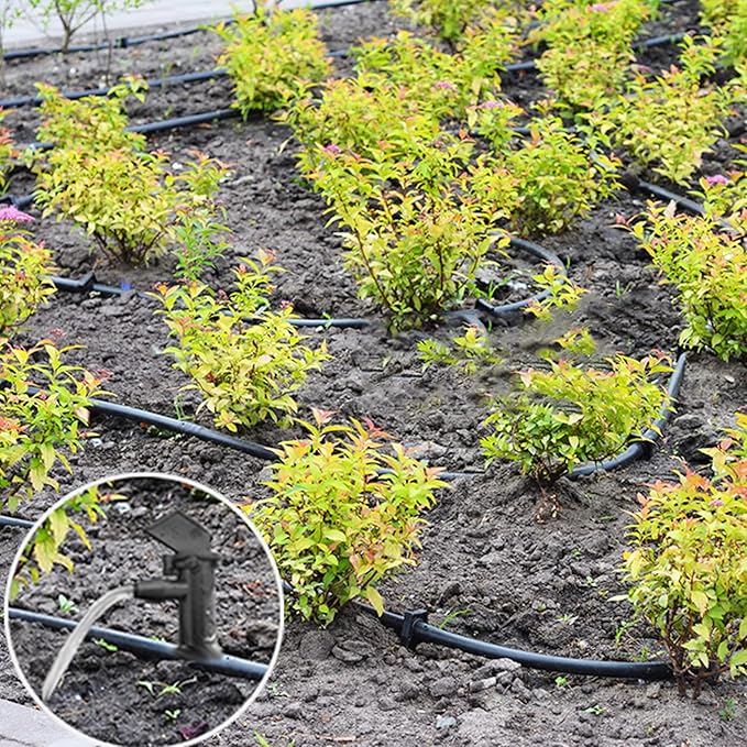 100 Pack 1 GPH Flag Irrigation Dripper Emitter 4L/H Garden Irrigation Drip Emitters Irrigation Emitter Flag Dripper Drip Irrigation Connect 4mm/7mm Hose for Home Garden Trees Herbs (Black)