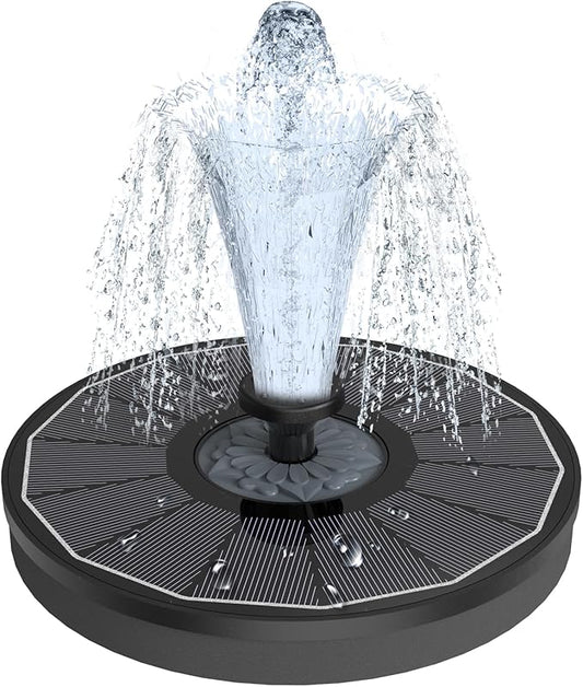 Solar Fountain Upgraded High Efficiency Glass Solar Panel, Solar Bird Bath Fountains with Flower No Battery,Solar Water Pump Fountain for Bird Bath Garden Small Ponds Outdoor Décor(Black)