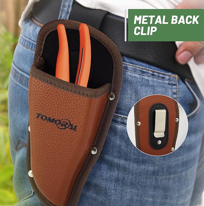 TOMORAL Pruner Holster Pruning Shears Hanging Pouch PU Leather Pliers Pruner Holder for Hand Pruner, Garden Shears,Clippers
