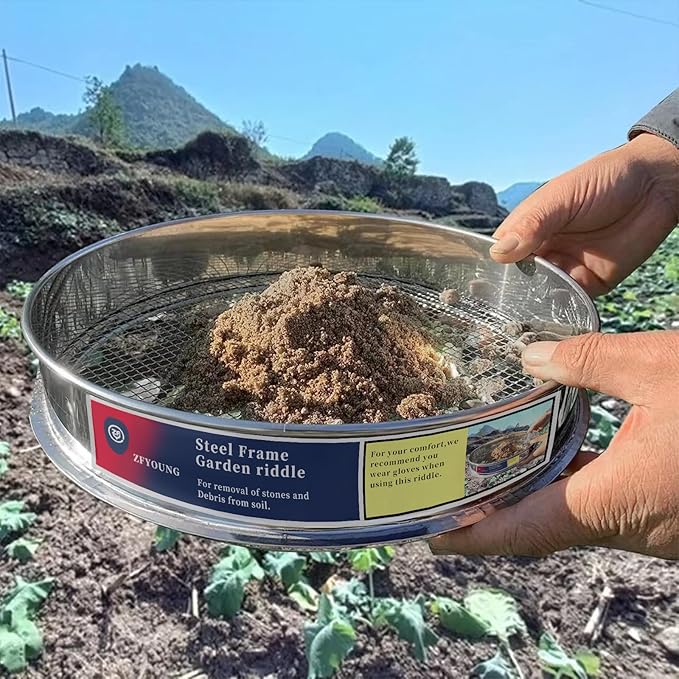 Stainless Steel Mesh Screen 304 1/8" Mesh Mesh -Soil Sifter for Large Gardens to Boost Your Gardening Productivity, Silver